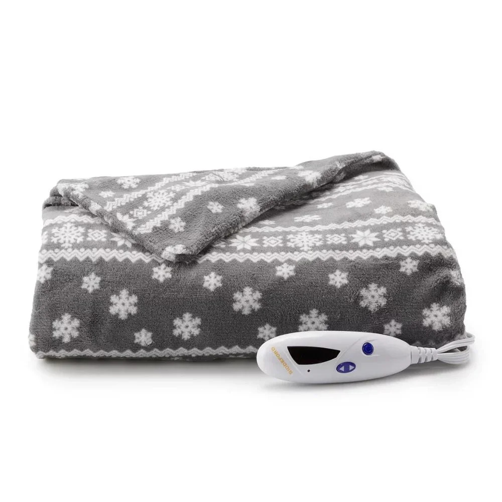 Biddeford Electric Heated Microplush Snowflake Throw Blanket